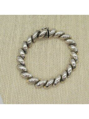 Vintage Sterling Silver San Marco Link Bracelet 10mm 21.7g Box Clasp Italy .925